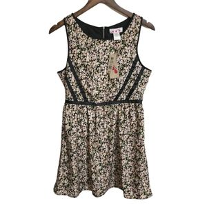 Three Pink Hearts Floral Print Sleeveless Juniors Dress Size 11 NWT